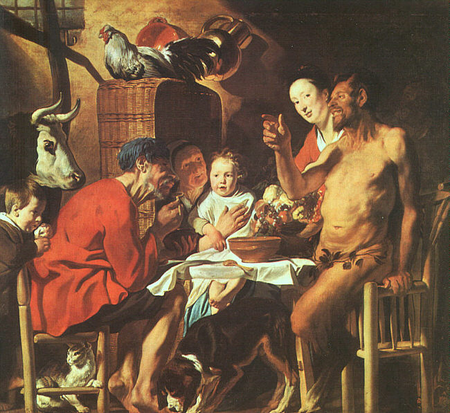 Jacob Jordaens Satyr at the Peasant's House